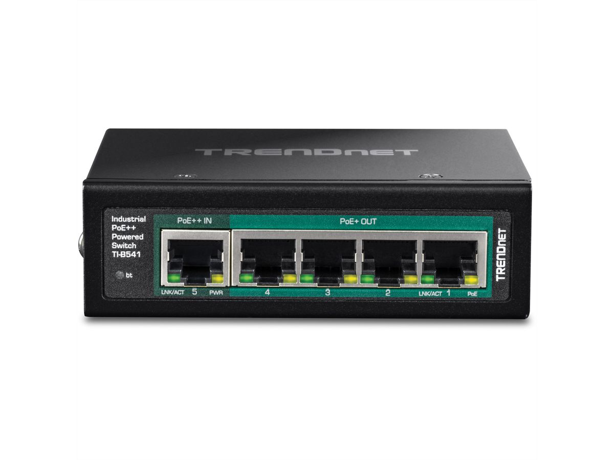 TRENDnet TI-B541 Switch industriel Gigabit PoE++ 5 ports, alimenté par rail DIN avec Pass-Through PoE