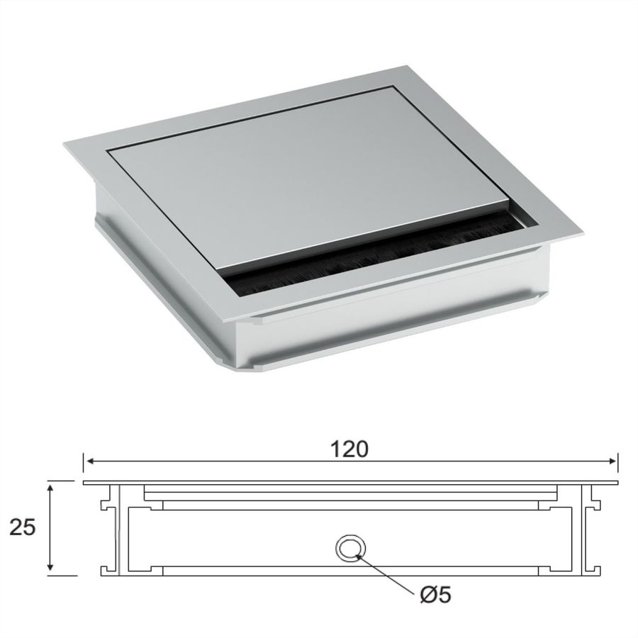 BACHMANN LOOP SQUARE Passe-câbles, argent