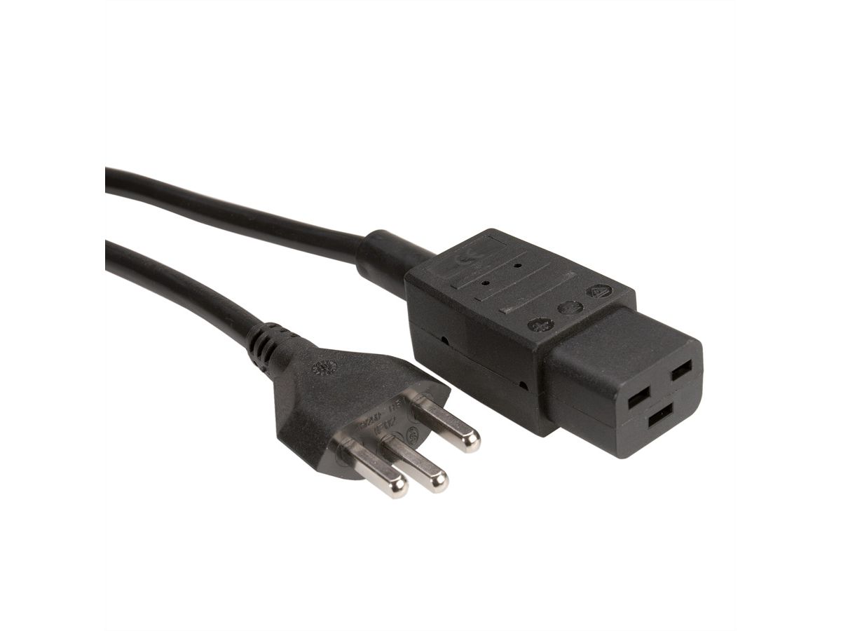 ROLINE Netzkabel Stecker T23-Buchse C19, schwarz, 2,0m