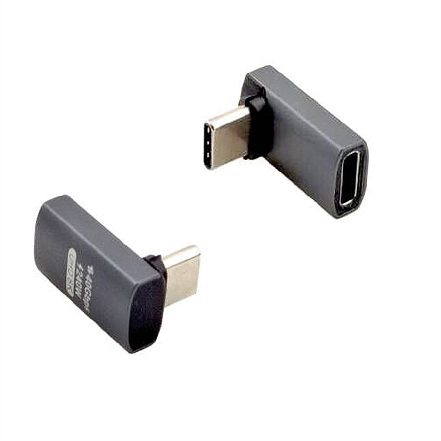 ROLINE Adaptateur USB4 Gen 3x2, Aluminium, coudé à 90°, large, Type C, M/F, argent