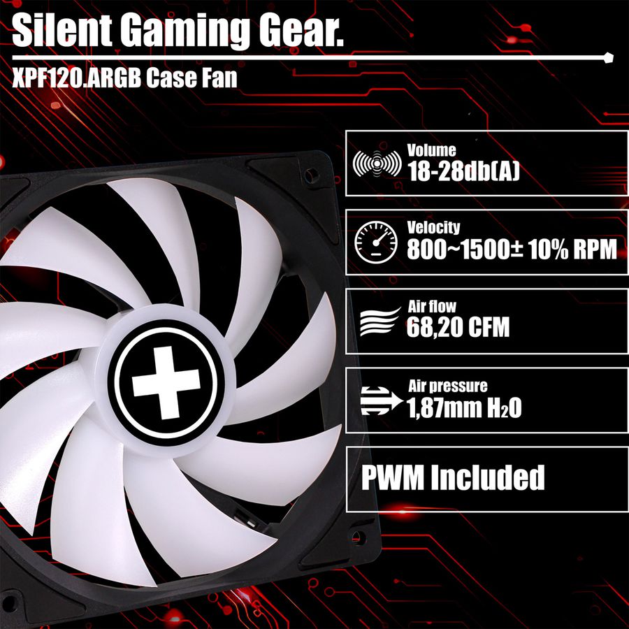 Xilence XPF120.ARGB 120mm PWM Ventilateur de boîtier, ARGB LED
