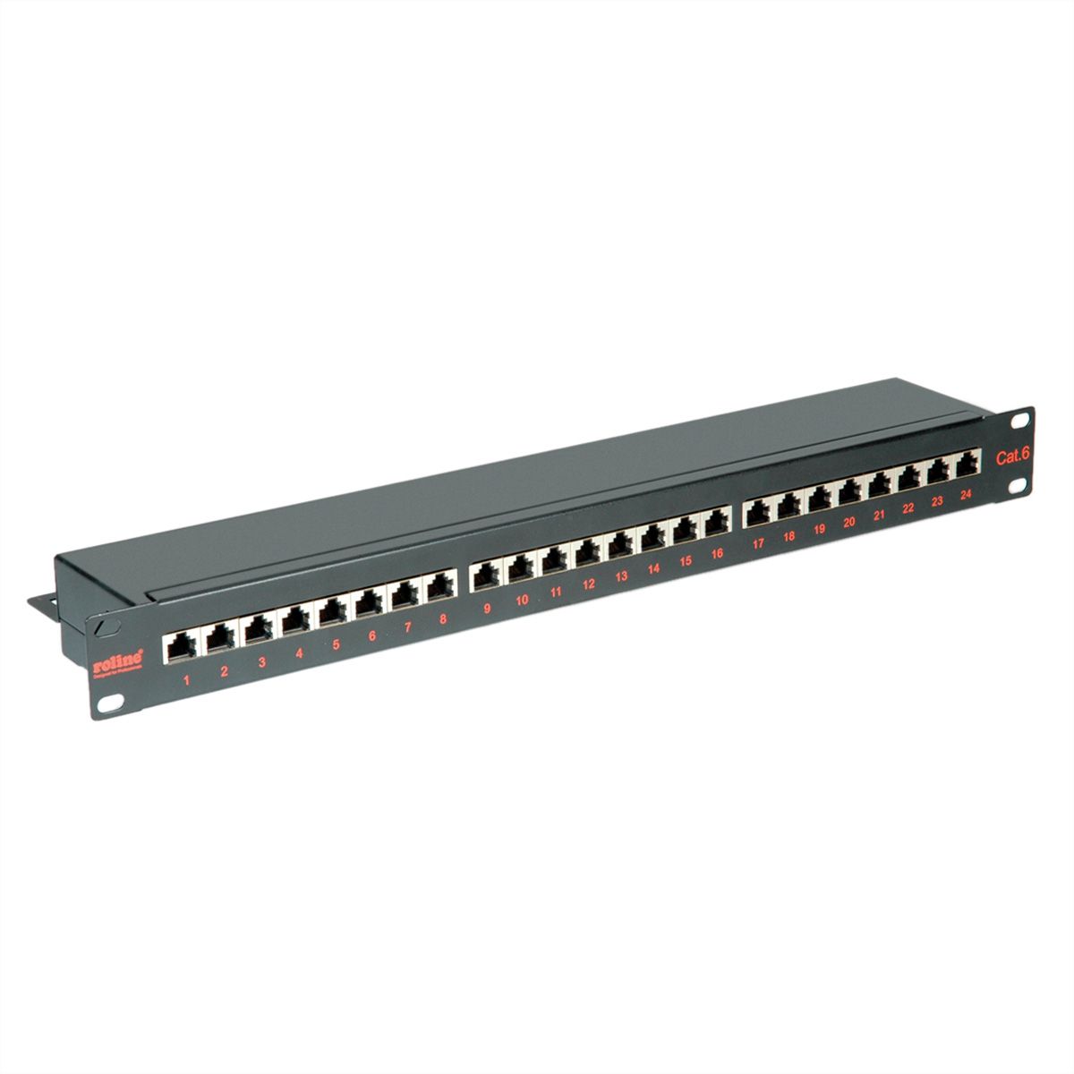 ROLINE Cat.6 (Class E) 19-Zoll-Patchpanel, 24P, geschirmt, schwarz