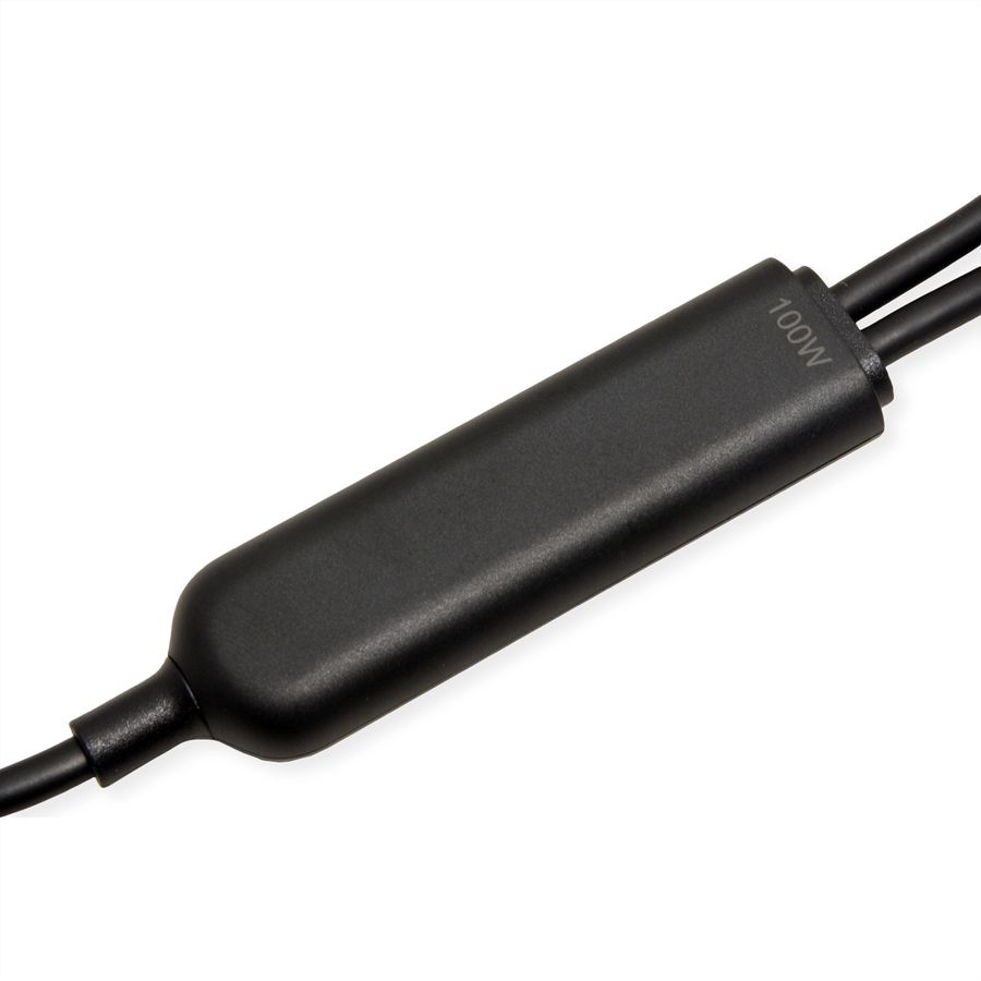VALUE USB Typ C Split-Ladekabel, C - 2x C, ST/ST, max. 100W, schwarz, 1,8 m
