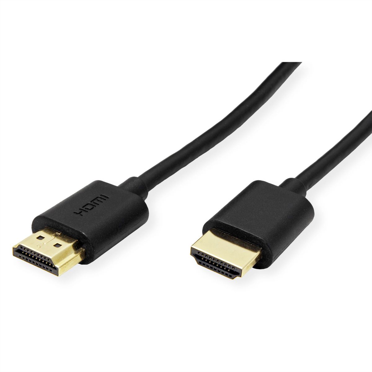 ROLINE HDMI High Speed Kabel mit Ethernet, Slim, ST-ST, schwarz, 1 m