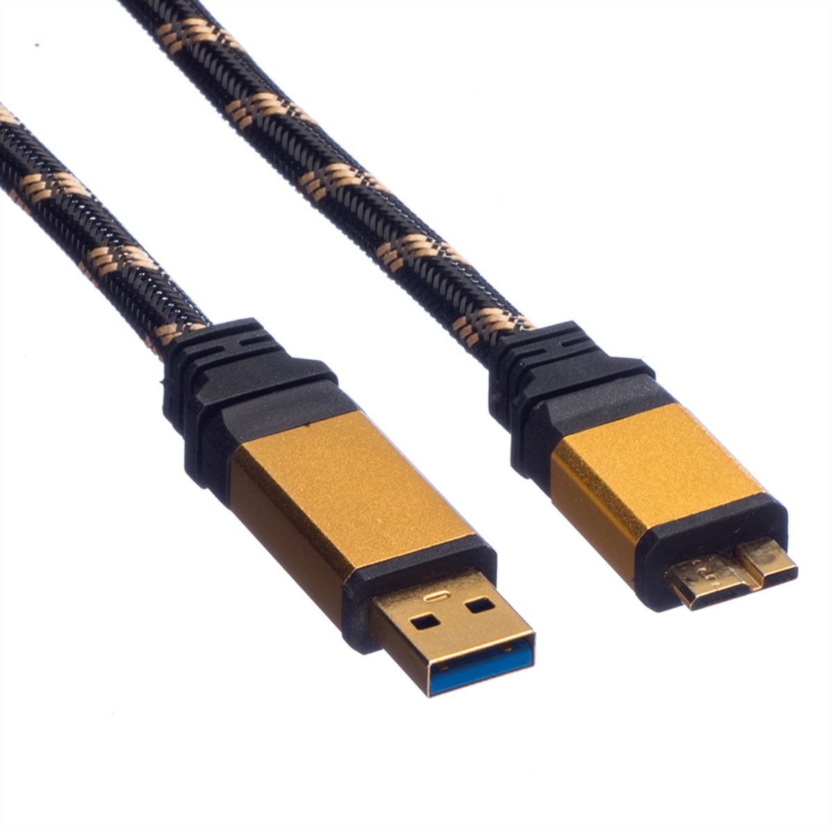 ROLINE GOLD USB 3.2 Gen 1 Kabel, USB A - Micro B, ST/ST, 0,8 m