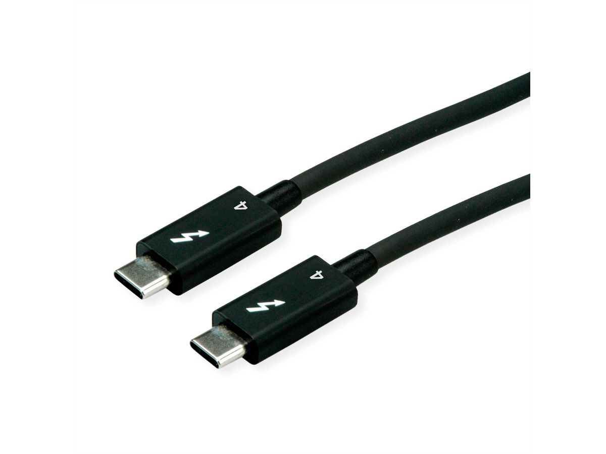 ROLINE Câble Thunderbolt™ 4 USB type C, M/M, 8K UHD-2, 40Gbit/s, 100W, actif, noir, 1,5 m