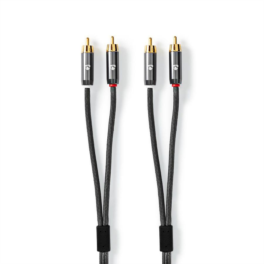 Nedis Stereo-Audiokabel, 2x Cinch, ST/ST, grau, 5 m