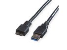 ROLINE USB 3.2 Gen 1 Kabel, A ST - Micro B ST, schwarz, 3 m