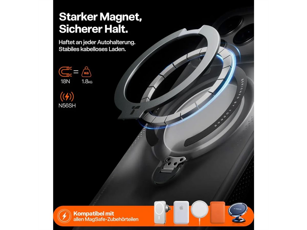 Torras Ostand Q3 Air Schutzhülle, iPhone 17 Pro Max, MagSafe, schwarz