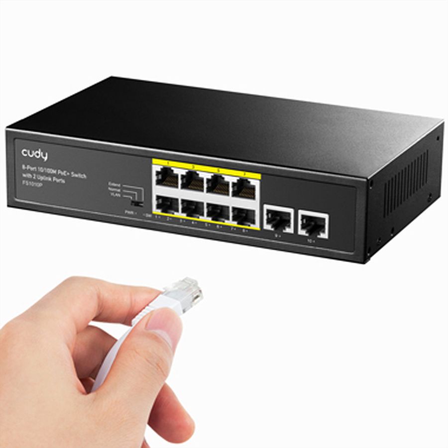 CUDY FS1010PG Switch 8 ports 10/100M PoE+, 2 ports Gigabit Uplink 120W