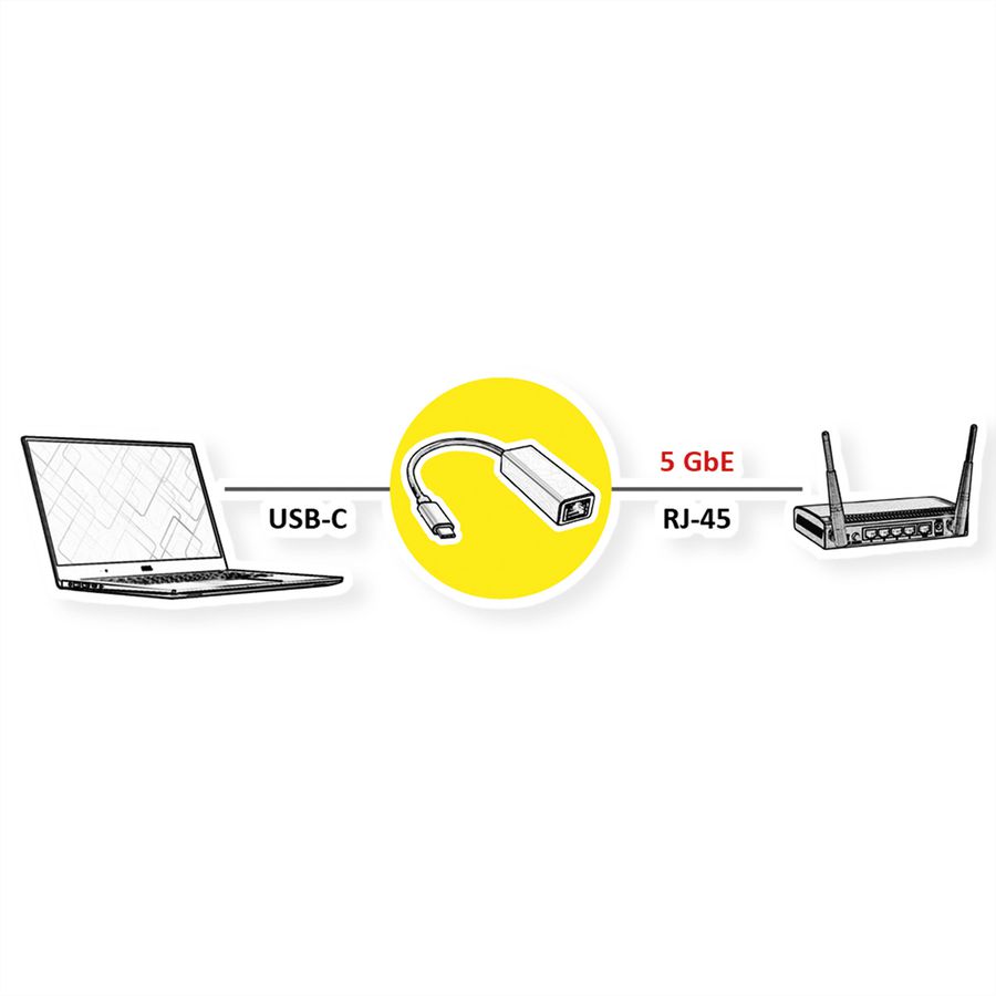 ROLINE USB 3.2 Gen 2 Typ C, zu 5-Gigabit-Ethernet Konverter