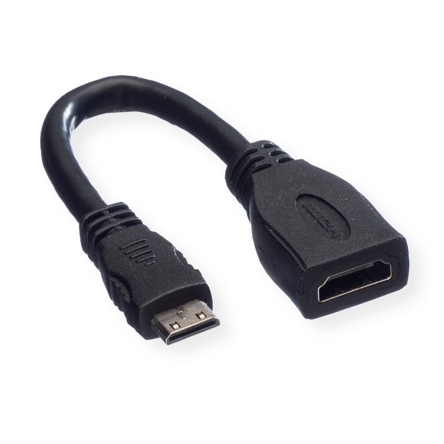 VALUE Câble HDMI High Speed avec Ethernet, HDMI F - Mini HDMI M, 0,15 m