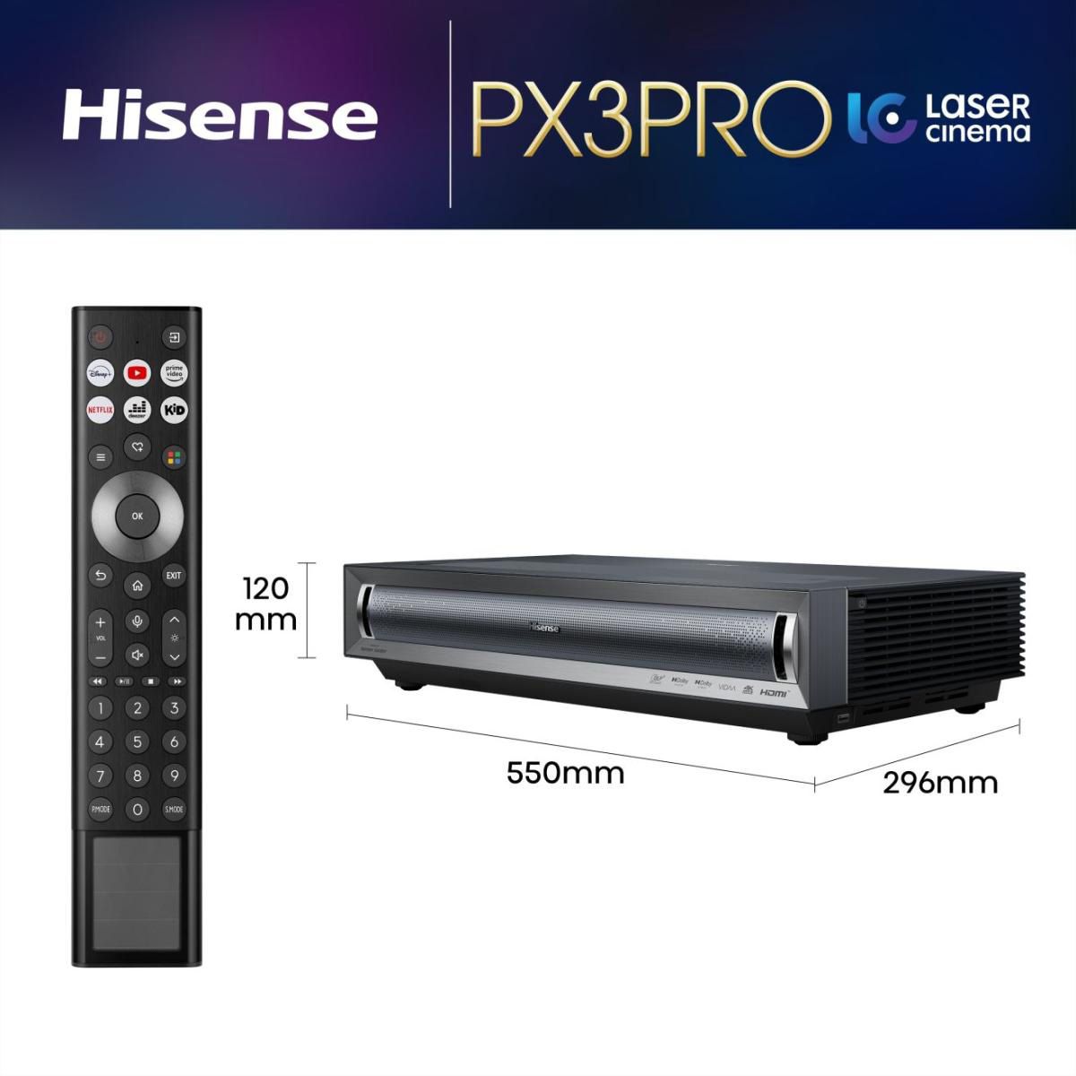 Hisense Laser TV PX3-Pro, 80"-150", 3000AL, 4K