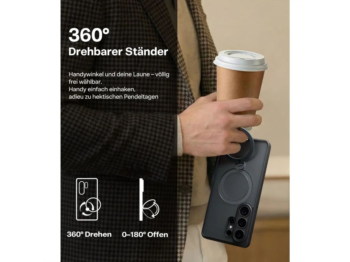 Torras Ostand 360° Spin Case, Galaxy S26 Ultra, noir, noir