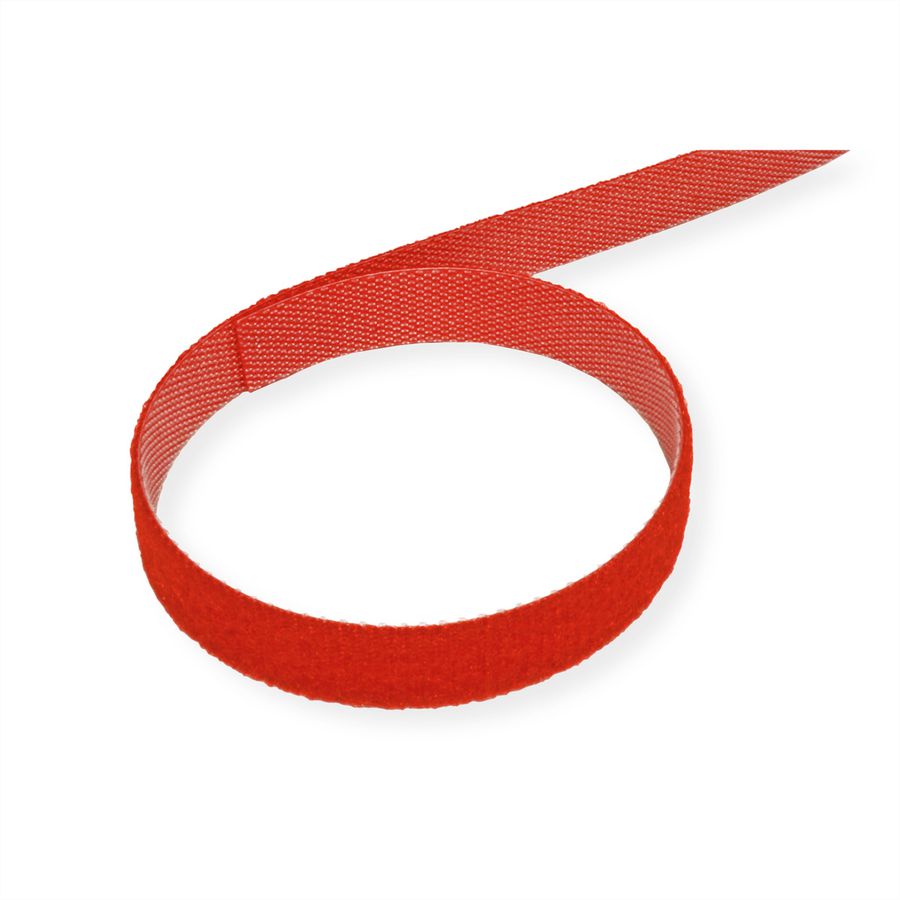 VALUE Bande auto-agrippante sur rouleau, 10mm, rouge, 25 m