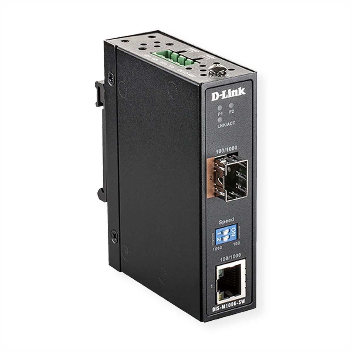 D-Link DIS-M100G-SW Convertisseur de média Industriel 100/1000Base‑TX vers 100Base‑FX/1000Base‑X