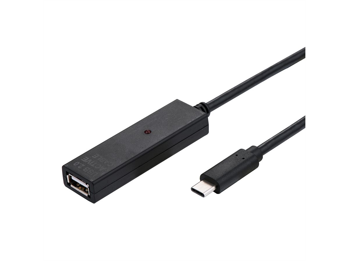 VALUE USB 2.0 Verlängerung, aktiv, mit Repeater, A-C, schwarz, 20 m