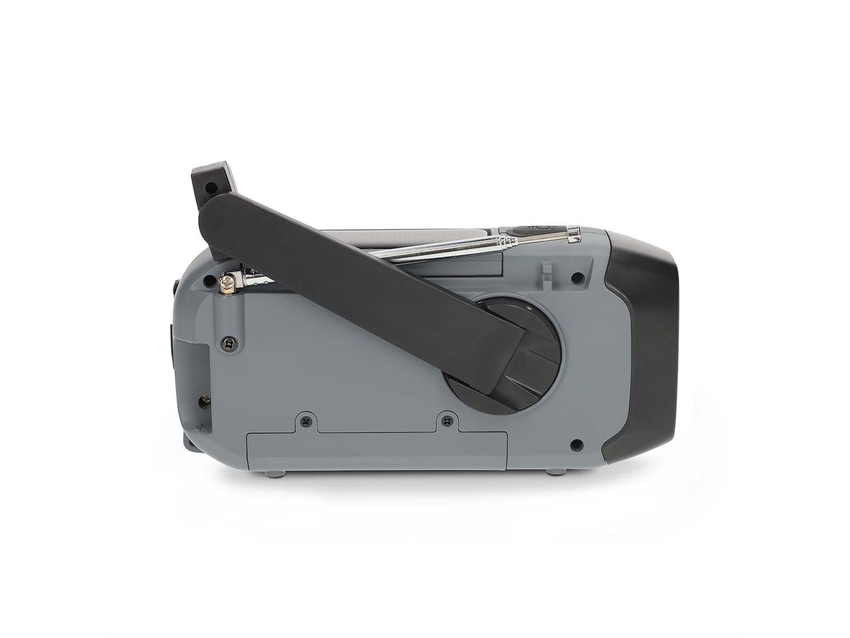 Radio d'urgence Nedis DAB FM avec manivelle, panneau solaire et batterie externe, Radio d'urgence portable pour les situations d'urgence, le camping et les activités de plein air
