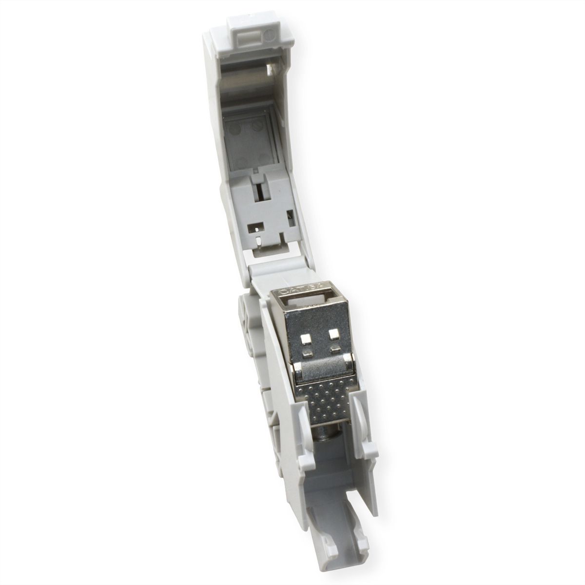 ROLINE Adaptateur de rail DIN pour module Keystone, avec Keystone Cat.6A, blindé, 45°