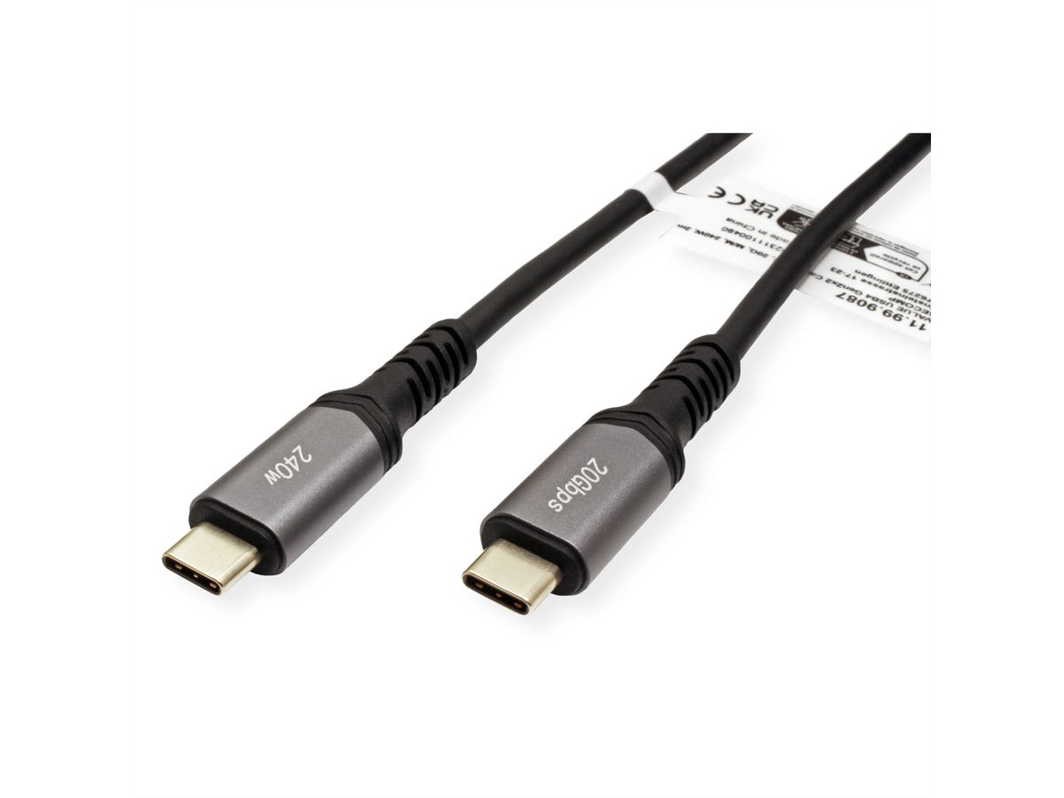 VALUE Câble USB4 Gen2x2, C–C, M/M, 240W, noir, 2 m