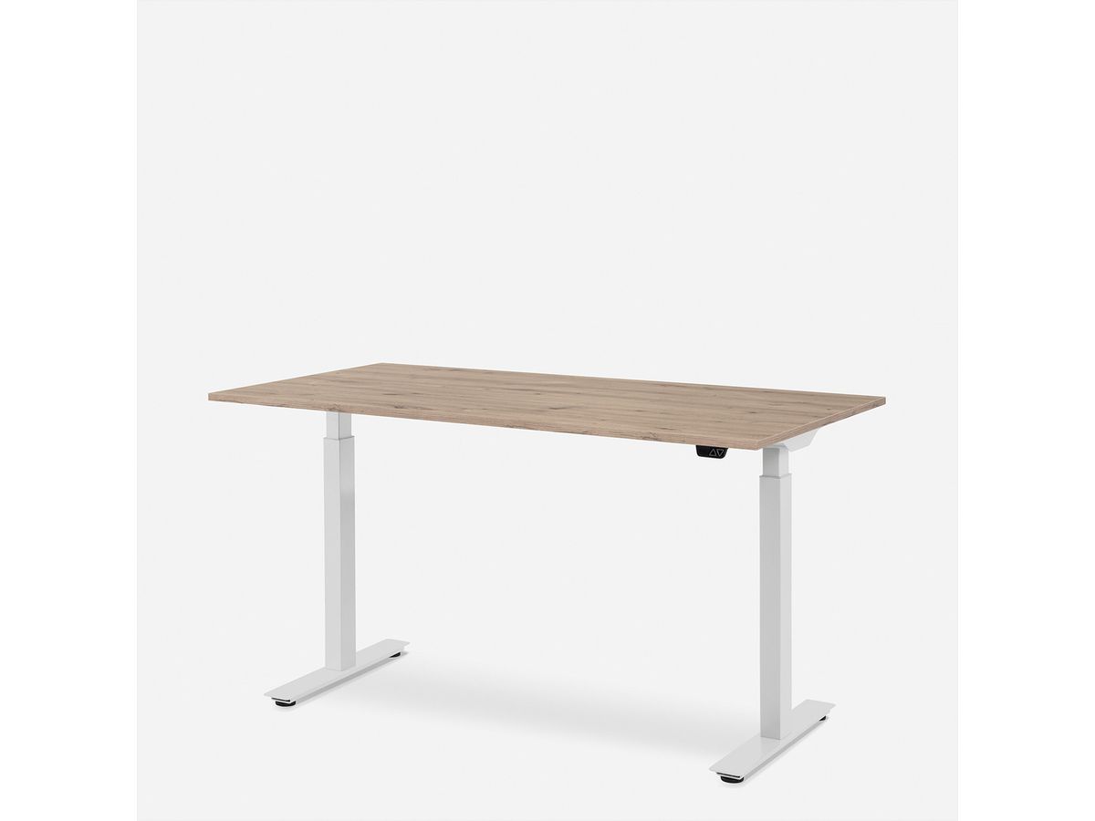 WRK21 Schreibtisch Smart 100 x 60 cm, Höhenverstellbar, Kendal Eiche / Weiss