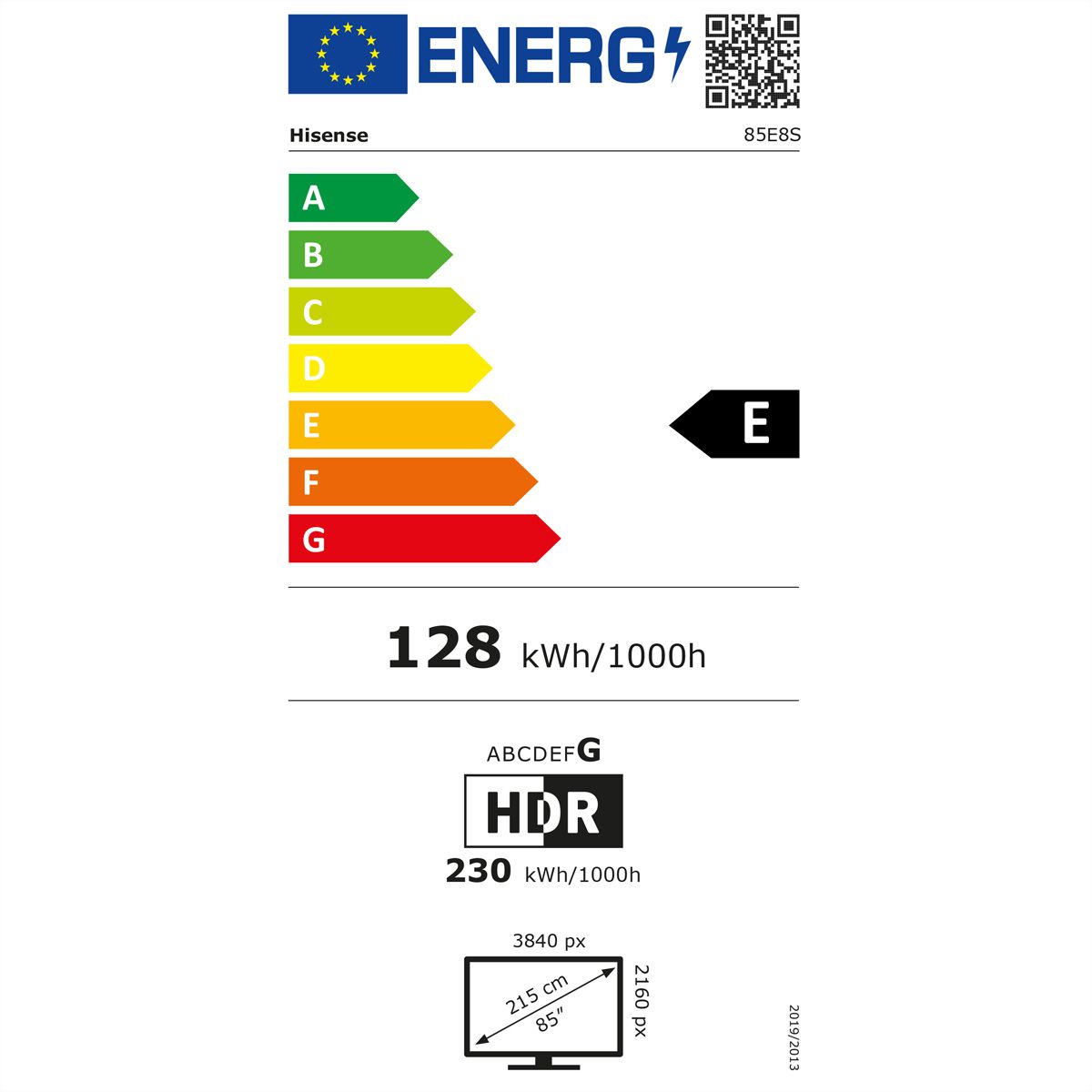 Hisense TV 85E8S 85", Mini-LED 4K, 144Hz, 600 Nits