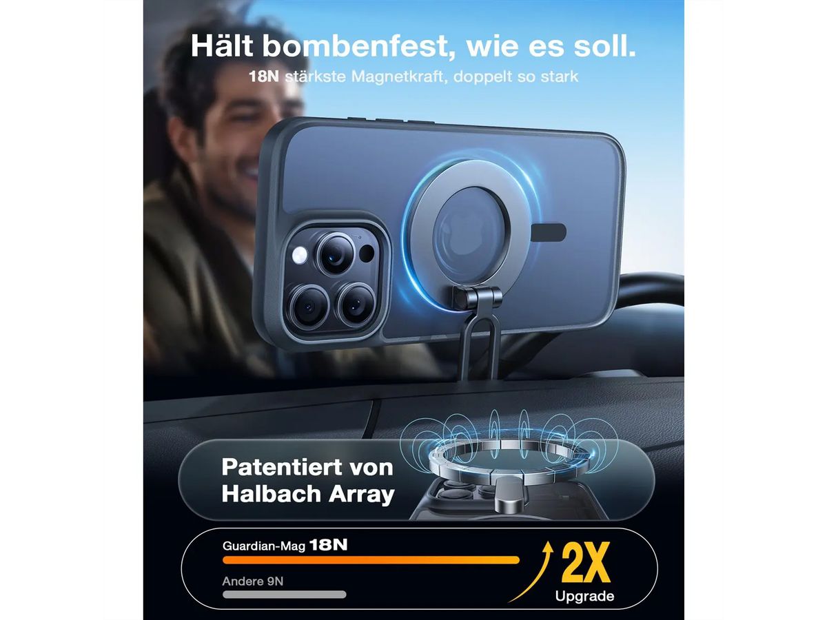 Torras étui portable Guardian iPhone 16 Pro, MagSafe, noir