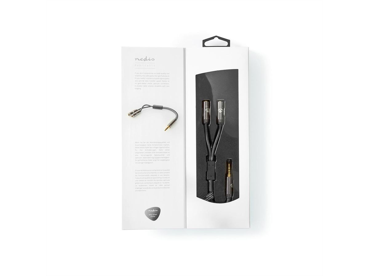 Nedis Stereo-Audiokabel, 3.5mm, 1x ST, 2x BU, grau, 0.2 m