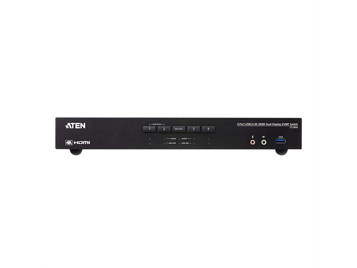 ATEN CS1844 4-Port True 4K HDMI Dual-View KVM Switch mit Audio & USB 3.0Hub