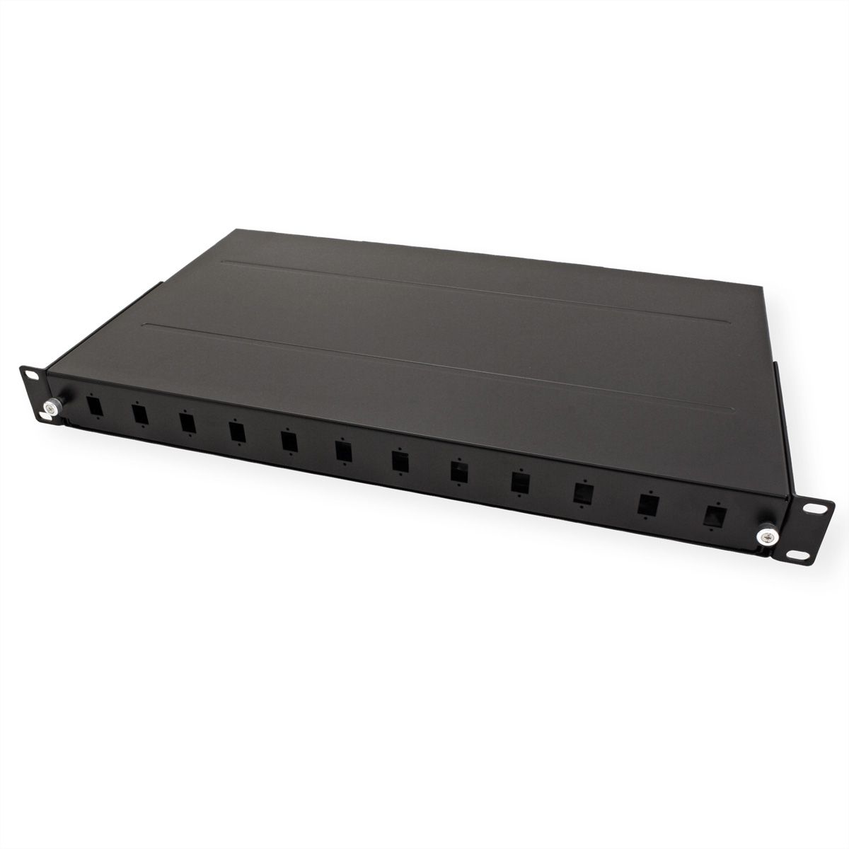 ROLINE 19''-LWL-Gehäuse leer, 1 HE, 12x SC-Simplex oder LC-Duplex, schwarz
