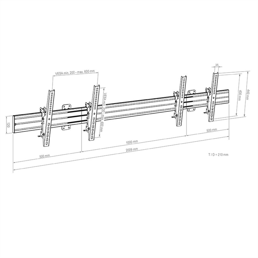 Hagor Support mural CPS W2L 46-65, noir