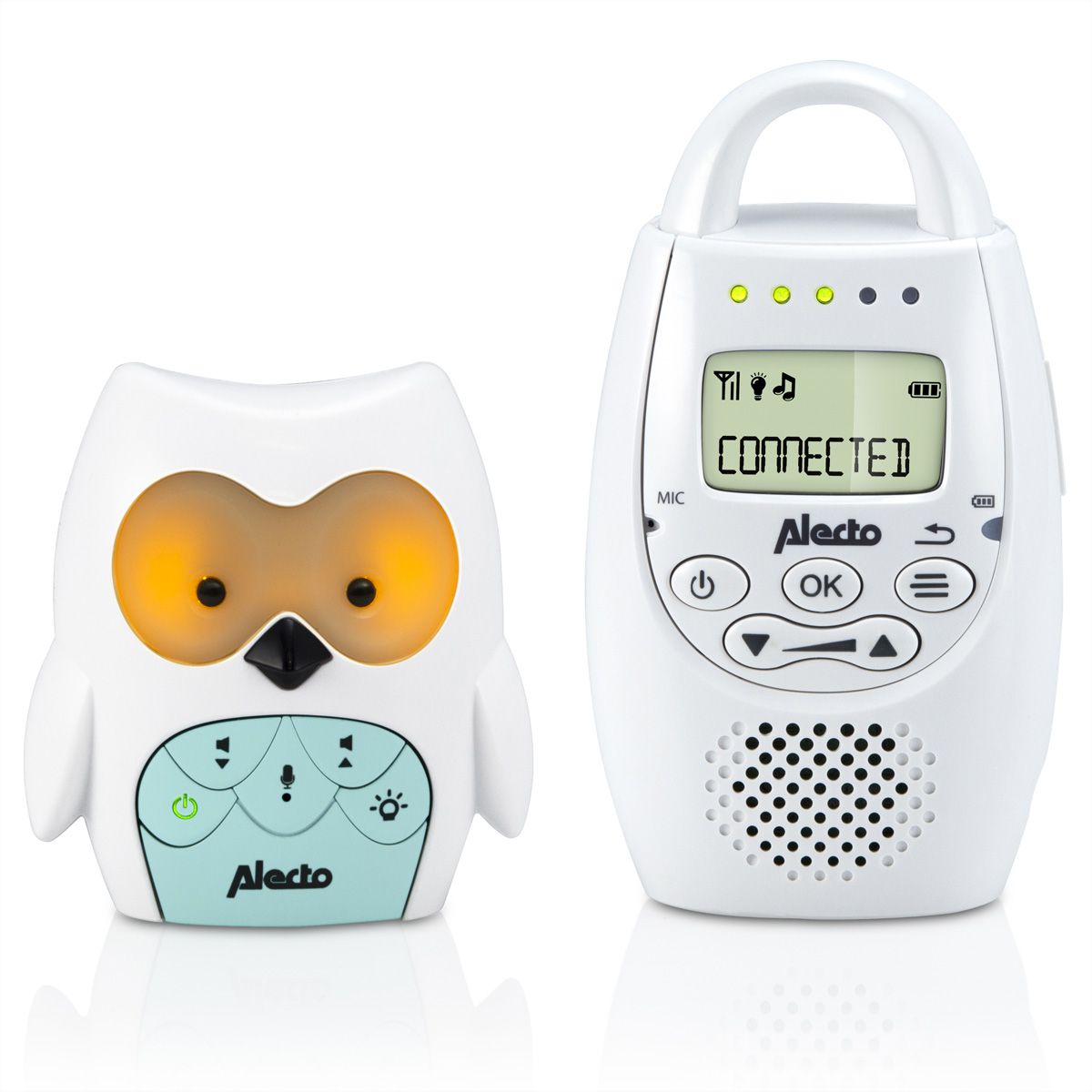 Alecto Digitales Bébéphone DBX-84, Chouette, blanc/vert menthe
