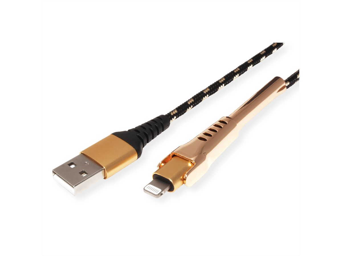 ROLINE GOLD Câble de charge et synchronisation pour appareils à connecteur 8pin, avec fonction d'appui, 1 m