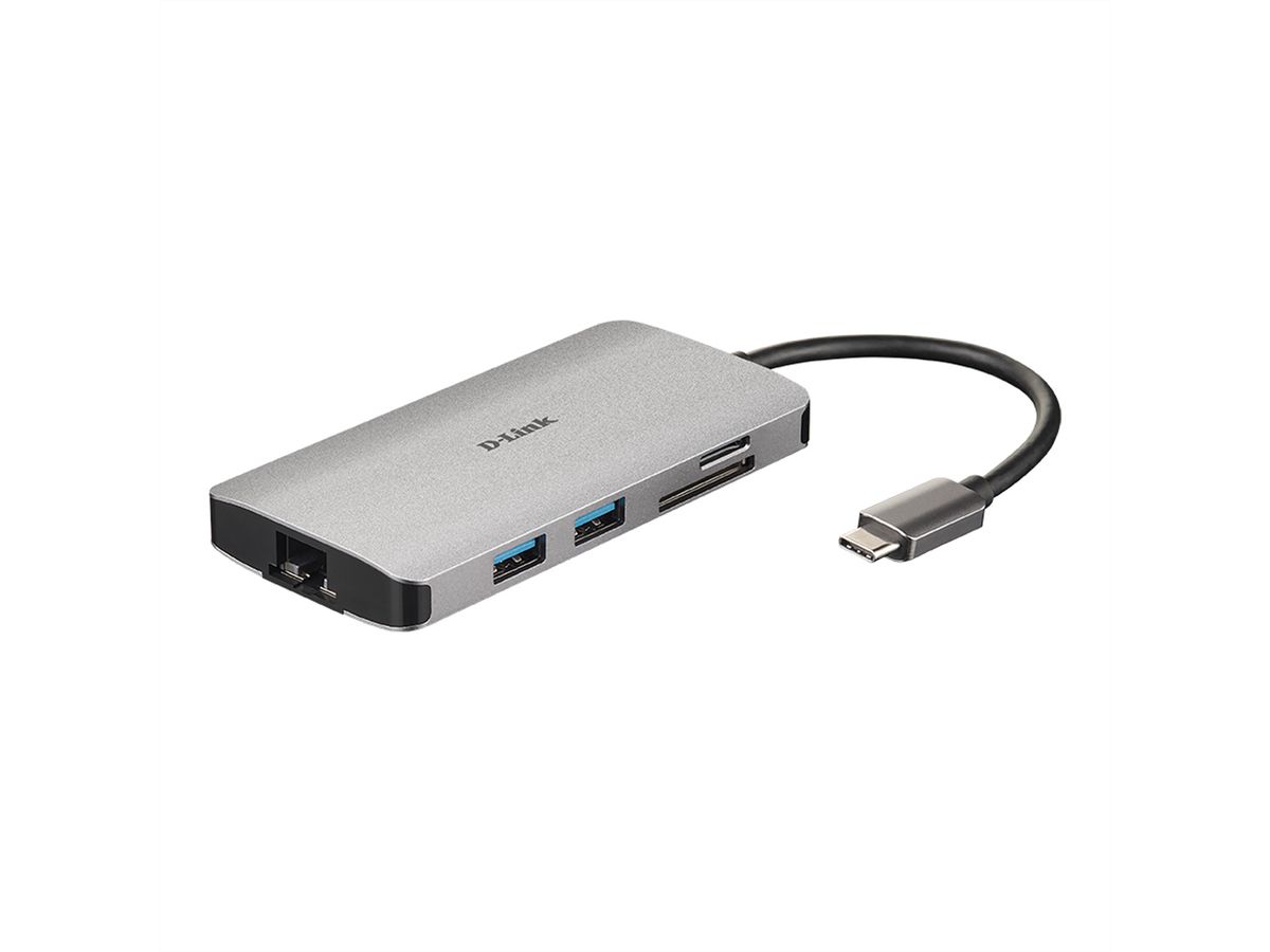 D-LINK DUB-M810 Hub USB‑C 8‑en‑1 avec HDMI/Ethernet/lecteur de carte/alimentation