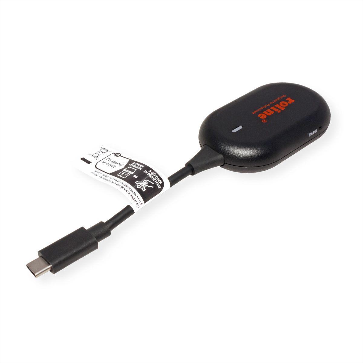 ROLINE Drahtloses P2P-Anzeige-Dongle-Set, Tx+Rx, Wireless USB-C zu HDMI, 1080p, 20 m