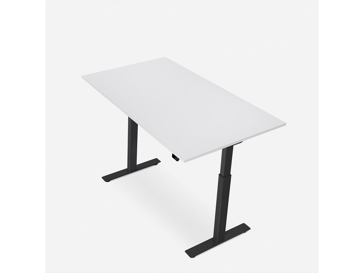 WRK21 Bureau Smart 100 x 60 cm, Hauteur réglable, Blanc uni / Noir