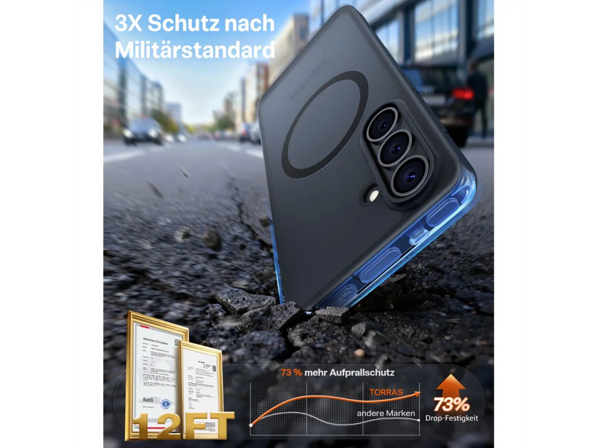 Torras Guardian Schutzhülle Galaxy S26, Plus, MagSafe, schwarz, schwarz