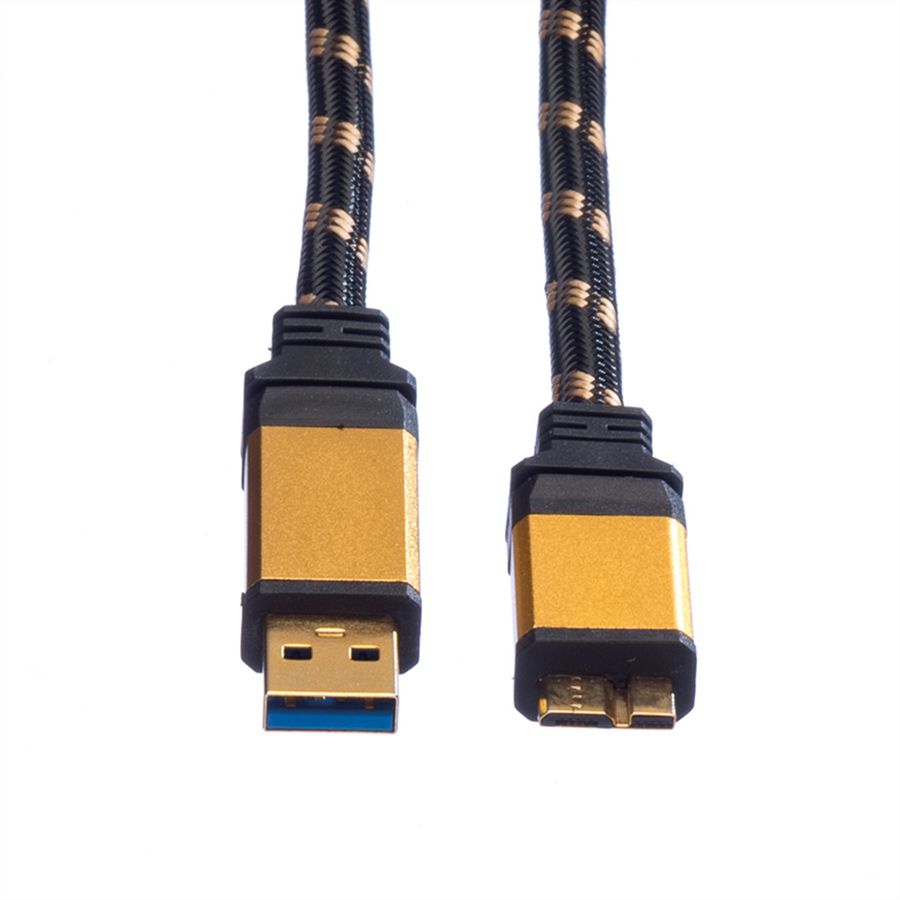 ROLINE GOLD USB 3.2 Gen 1 Kabel, USB A - Micro B, ST/ST, 0,8 m