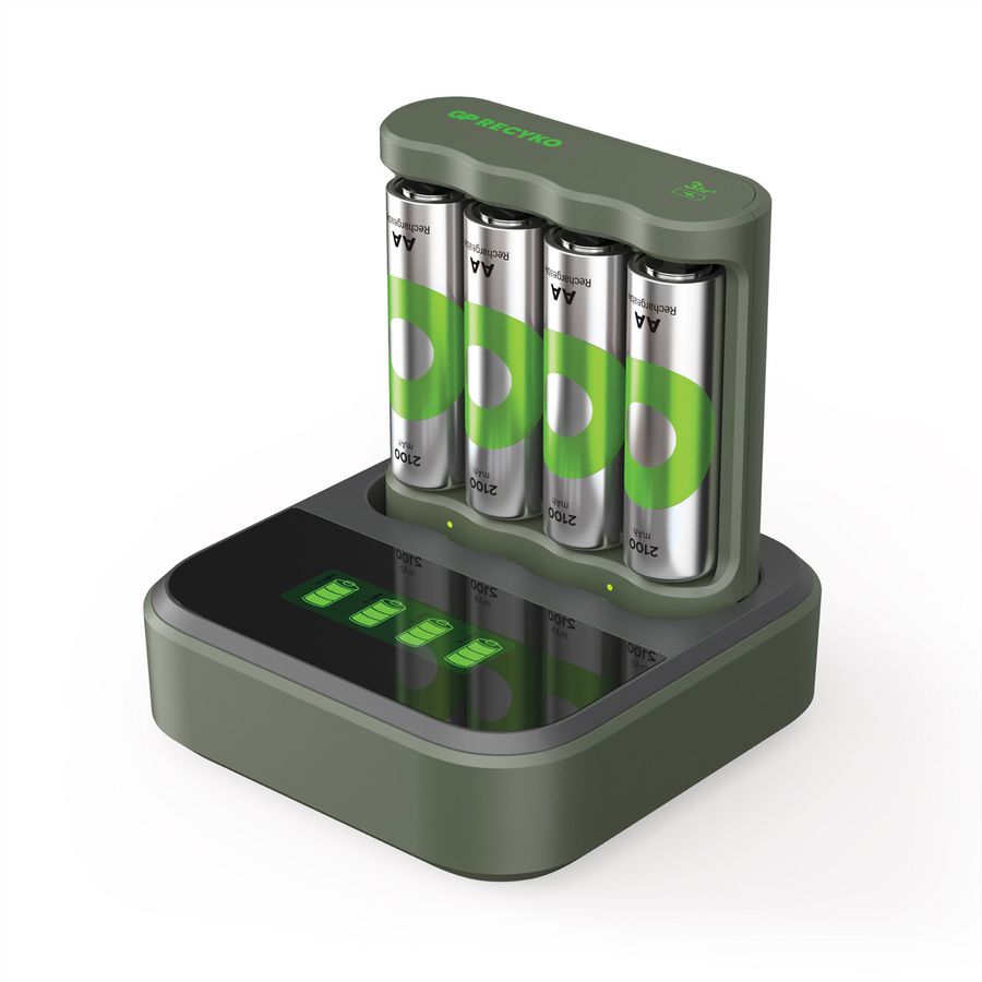 GP Batteries USB-Ladegerät GP B421, inkl. 4 x ReCyko AA 2100 mAh & USB Dock