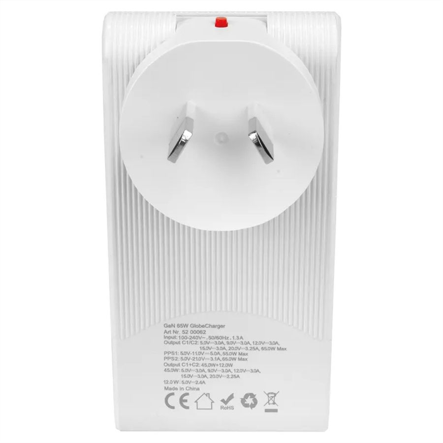 Steffen Adaptateur World PD 65W, 2xUSB-C, max. 5A blanc