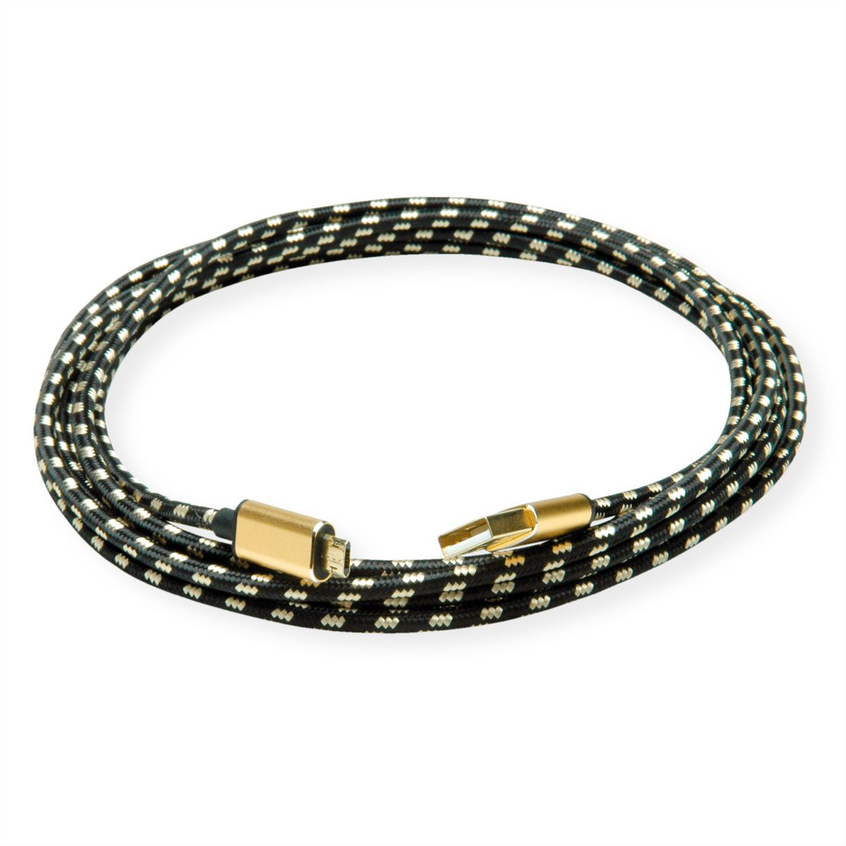 ROLINE GOLD USB 2.0 Kabel, Typ A ST - Micro B ST (reversibel), 0,8 m