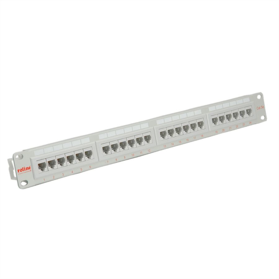 ROLINE Cat.5e (Class D) 19-Zoll-Patchpanel, 24 Ports, UTP, grau