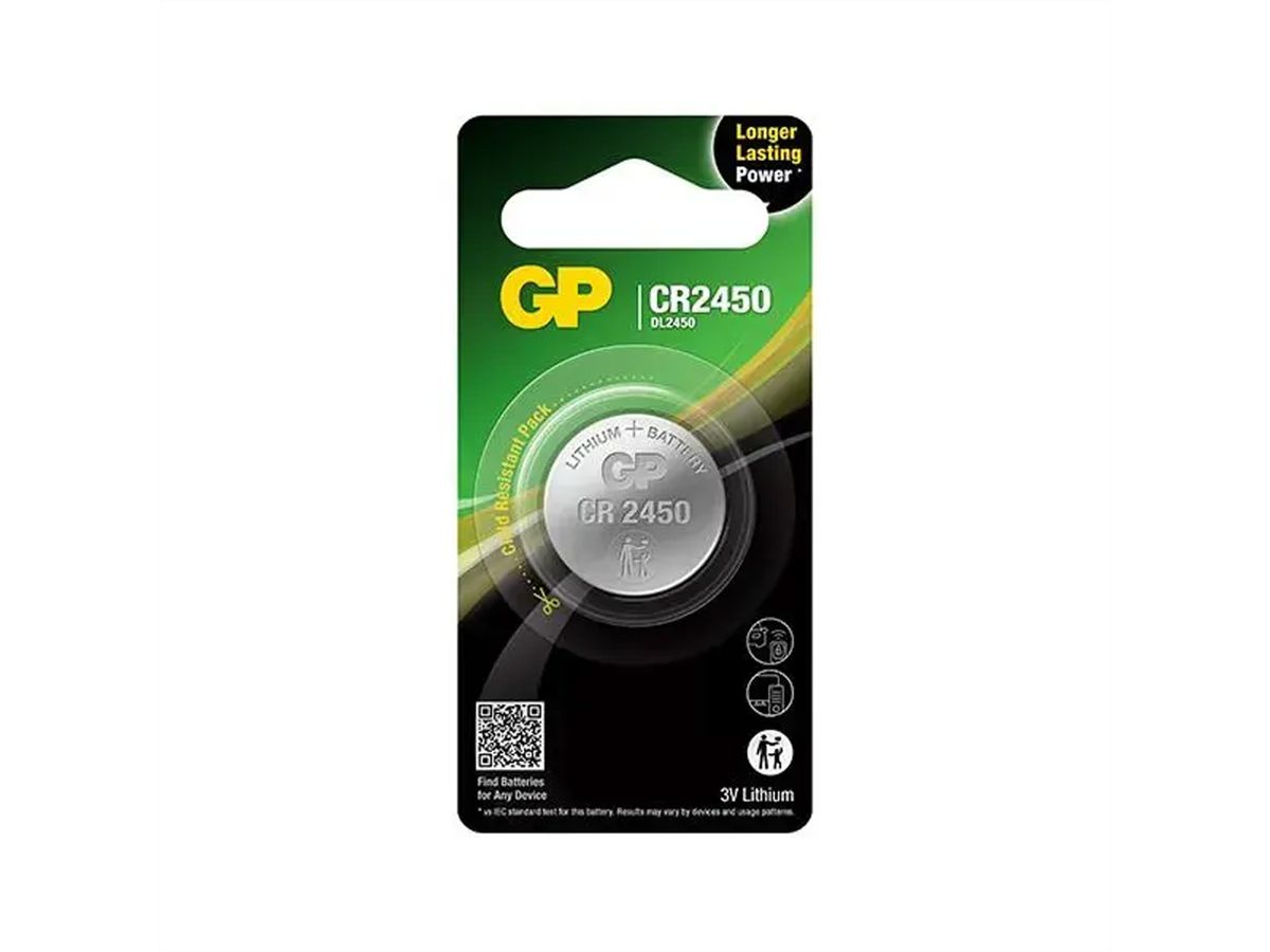 GP Ultra Plus Lithium Knopfzelle CR2450, 2 Stück, Lithium