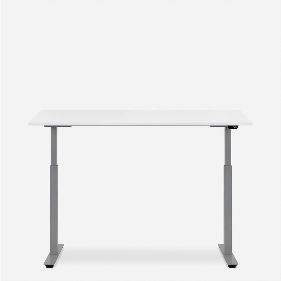 WRK21 Bureau Smart 160 x 80 cm, Hauteur réglable, Blanc uni / Gris