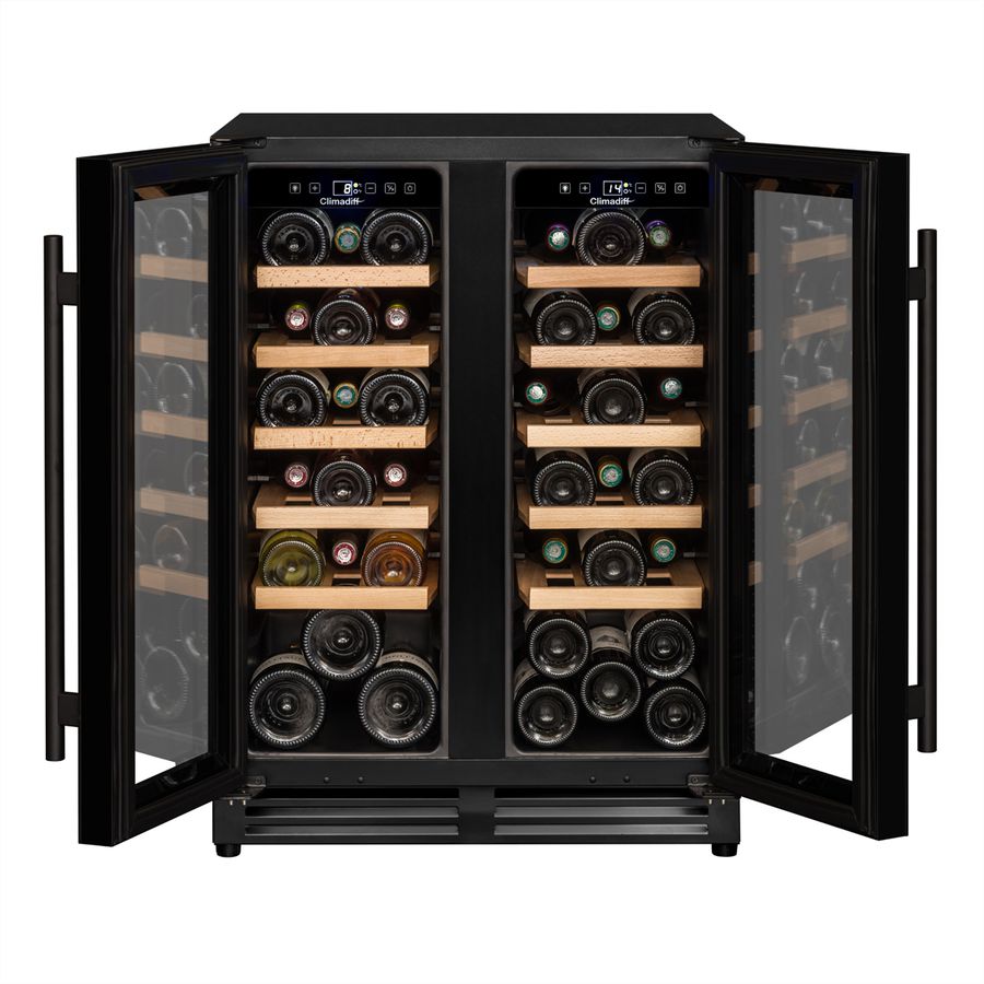 Climadiff Armoire à vin CBU40D1B, encastrable, 2 zones, 40 bouteilles