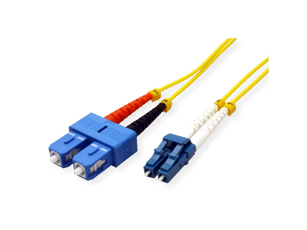 ROLINE LWL-Kabel Duplex, Single Mode 9/125µm OS2, LC/SC, LSOH, gelb, 3 m