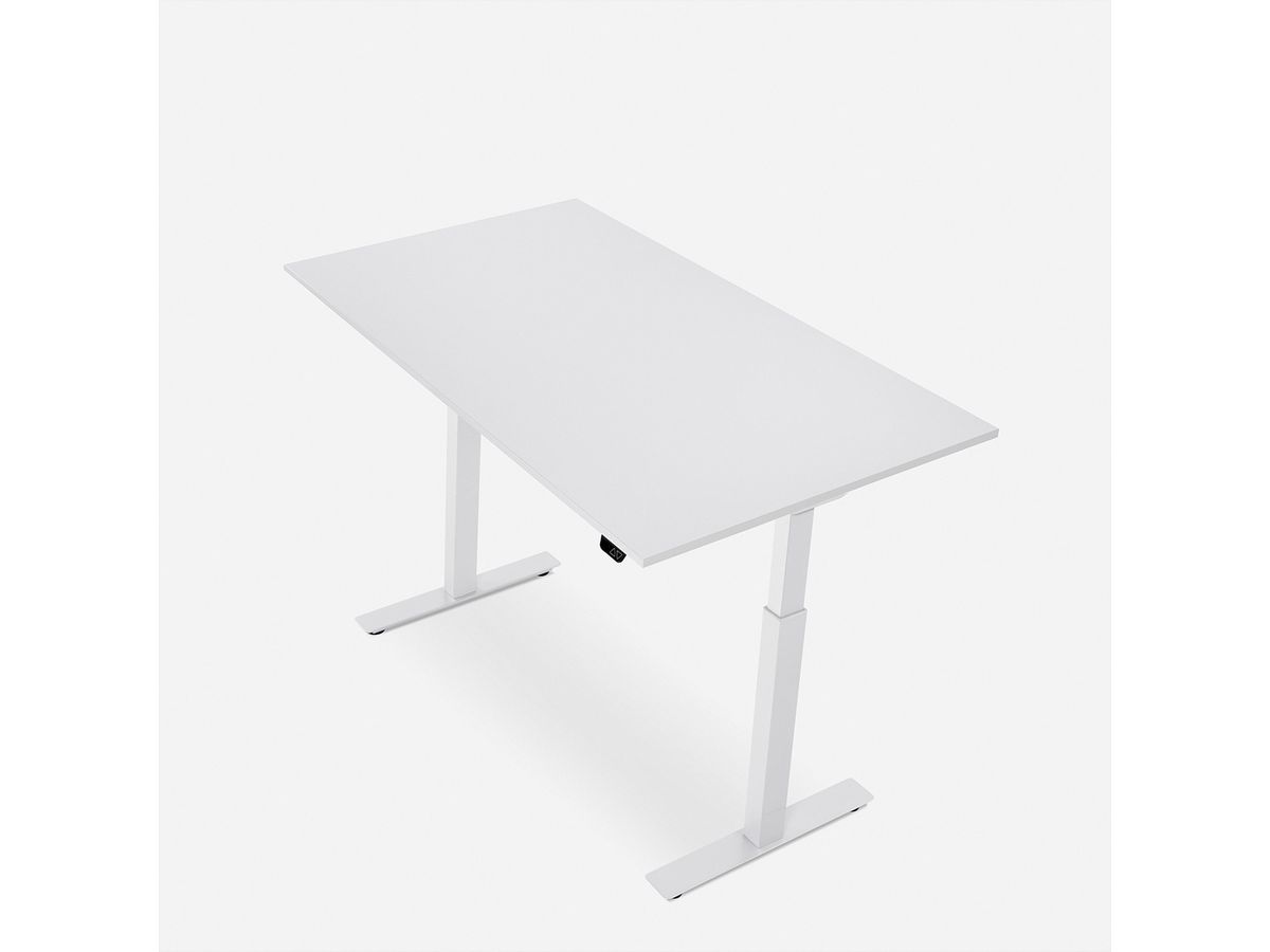WRK21 Schreibtisch Smart 100 x 60 cm, Höhenverstellbar, Weiss Uni / Weiss