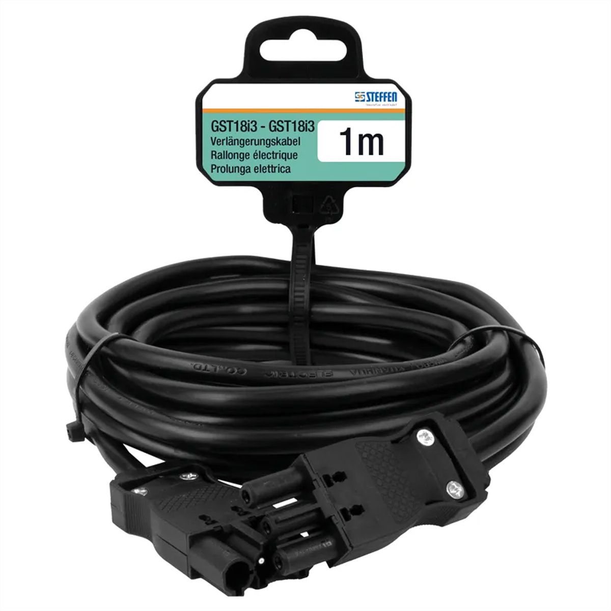 Steffen Verlängerungskabel Td, GST18i3-GST18i3, 1m schwarz