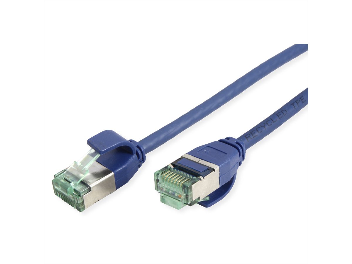 ROLINE RM Cordon DataCenter U/FTP Cat.6A (Classe EA), slim, bleu, 0,15 m