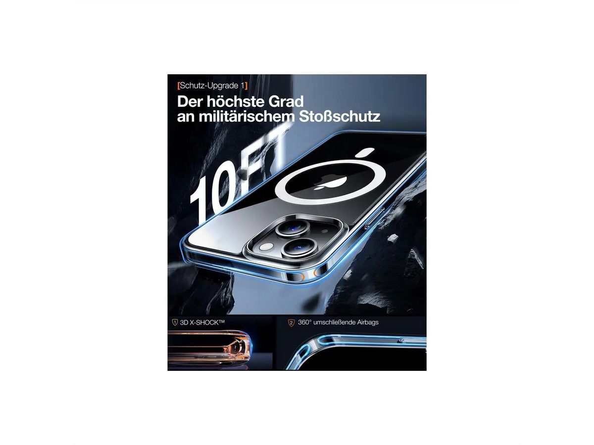 Torras Diamond Schutzhülle iPhone 15, MagSafe, transparent